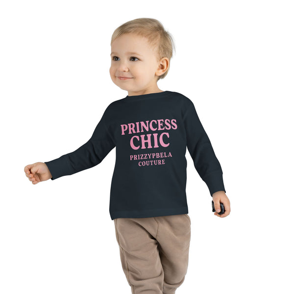 Princess Toddler Long Sleeve Tee with 'Princess Chic' Design - Cute Apparel for Girls, Birthday Gift, Everyday Wear, Toddler Fashion, Kids Clothing