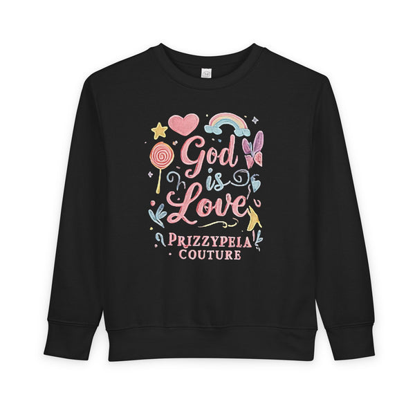 Cassey God Love Toddler Sweatshirt - "God is Love" Design, Cute Kids' Apparel, Perfect for Easter, Birthday Gift, Everyday Wear, Kids' Fashion