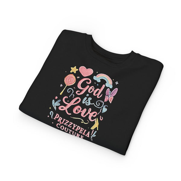 Cassey God Love Toddler Sweatshirt - "God is Love" Design, Cute Kids' Apparel, Perfect for Easter, Birthday Gift, Everyday Wear, Kids' Fashion