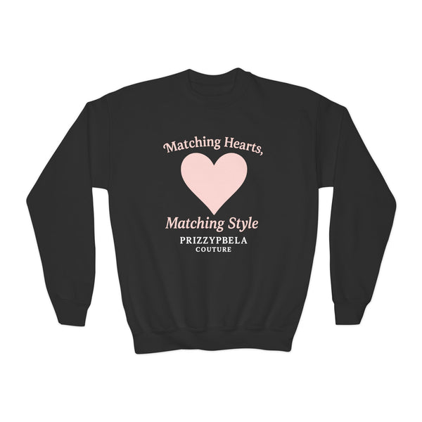 Matching Hearts Youth Crewneck Sweatshirt - Cute & Stylish Apparel for Kids