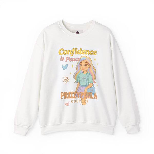 Confidence is Peace Crewneck Sweatshirt, Cozy Gift for Teens, Cute Vintage Style, Perfect for Birthdays, Celebrations, Everyday Wear
