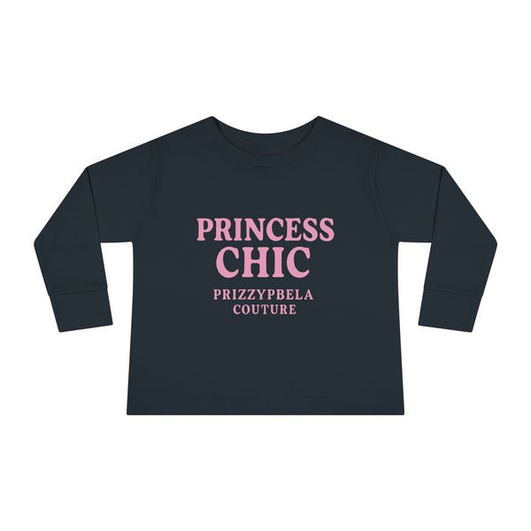 Princess Toddler Long Sleeve Tee with 'Princess Chic' Design - Cute Apparel for Girls, Birthday Gift, Everyday Wear, Toddler Fashion, Kids Clothing