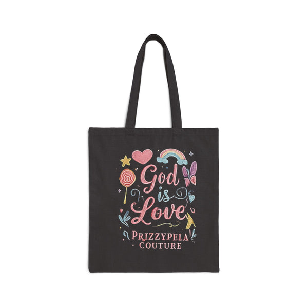 God is Love Cotton Canvas Tote Bag, Eco-Friendly Shopping Bag, Cute Gift for Her, Inspirational Tote, Fun Beach Bag