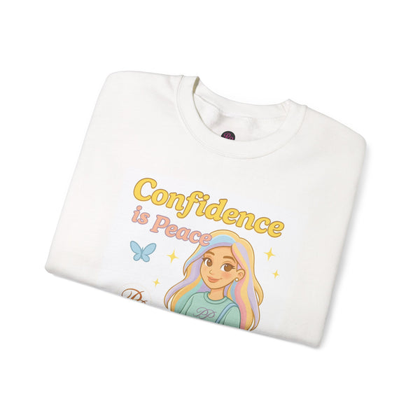 Confidence is Peace Crewneck Sweatshirt, Cozy Gift for Teens, Cute Vintage Style, Perfect for Birthdays, Celebrations, Everyday Wear