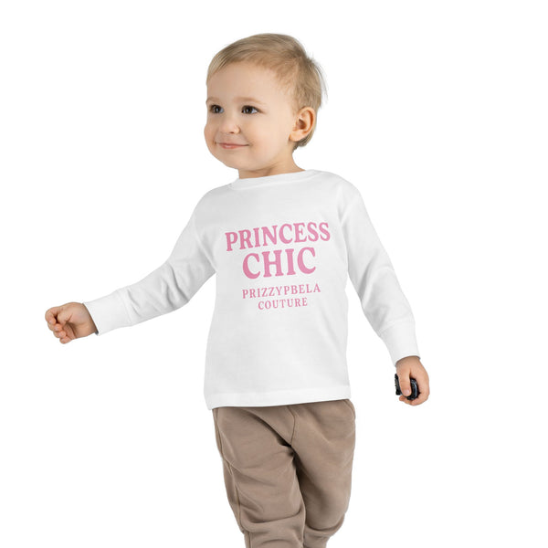 Princess Toddler Long Sleeve Tee with 'Princess Chic' Design - Cute Apparel for Girls, Birthday Gift, Everyday Wear, Toddler Fashion, Kids Clothing