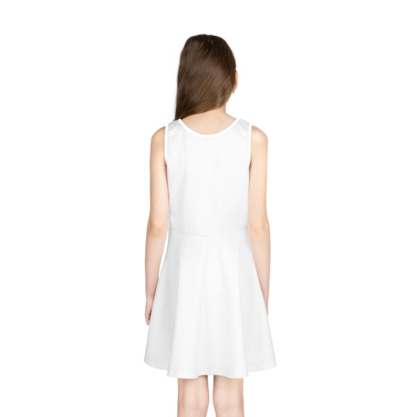 Girls' Sundress — Purple Princess Pop Art Tank Dress with Pups