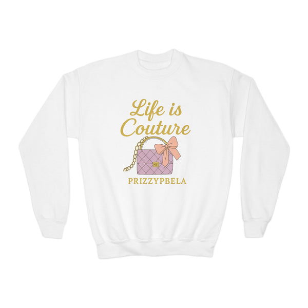 Couture Youth Crewneck Sweatshirt, Trendy Apparel, Fashion Gift, Casual Streetwear, Stylish Layering, Cute Gift for Teens