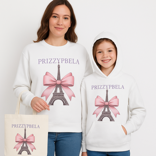 Eiffel Tower Toddler Hoodie with Bow, Cute Toddler Apparel, Trendy Kids Fashion, Gift for Birthday, Toddler Sweater, Parisian Style