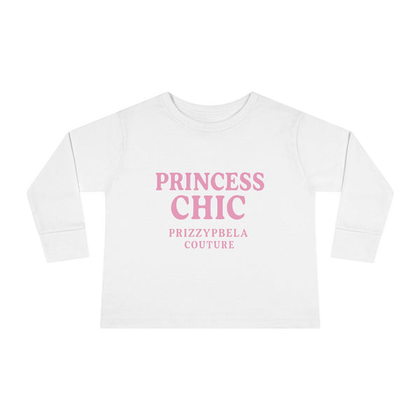 Princess Toddler Long Sleeve Tee with 'Princess Chic' Design - Cute Apparel for Girls, Birthday Gift, Everyday Wear, Toddler Fashion, Kids Clothing